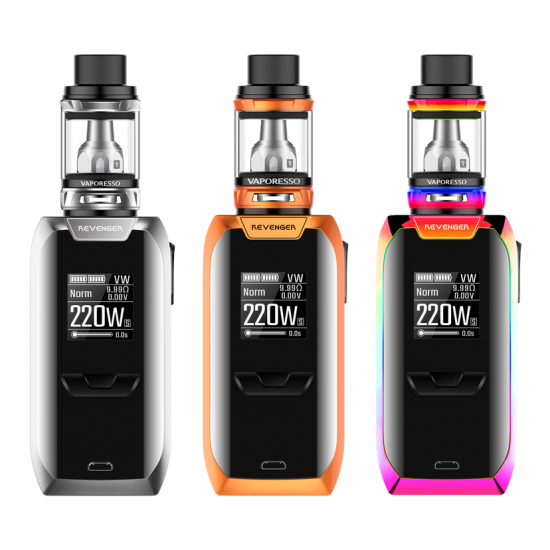 Vaporesso Revenger 220W TC Starter Kit  en uygun fiyatlar ile elektroniksigarafiyatlari.comde! Vaporesso Revenger 220W TC Starter Kit özellikleri, fiyatı, incelemesi, yorumları ve taksit seçenekleri için hemen tıklayın!